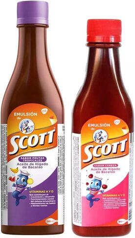 Scott's Emulsion Family Bundle (Tropical Fruits and Cherry flavor, 540 mL total) in Saudi Arabia