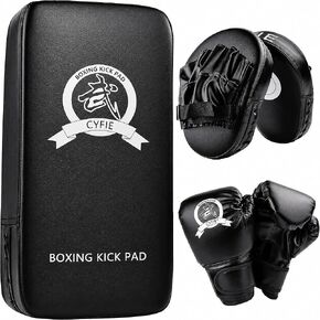 SEISSO Boxing Kick Pads Punching Mitts Curved,Kids Boxing Gloves,Leather Material Art Karate Pad Thai Hand Pad Focus Target Kickboxing Hand Target for Kicking Shield Training,Sparring,Dojo(5Pcs Set) in Kuwait