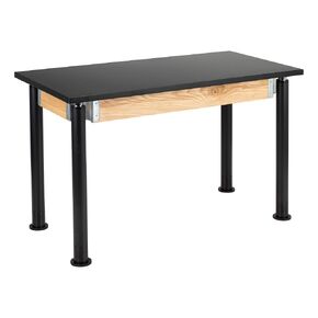 Learniture Heavy-Duty School Science Lab Table with Chemical-Resistant Top, Adjustable Height Science Table for Classrooms, 24" D x 54" W x 29" H, Black in Kuwait