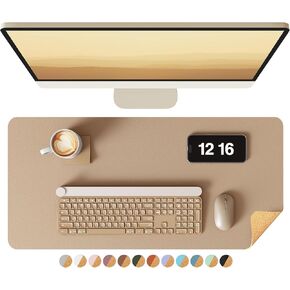 YSAGi Double-Sided Desk Pad, 31.5"x15.7"Leather Desk Mat, Eco Cork Desk Pad Protector,Large Mouse Pad,Waterproof Desk Blotter for Office/Home(Coffee) in Kuwait