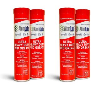 AtomLube Ultra Heavy Duty Red Grease, 2-Pack of 14 Oz. Tubes| Waterproof Lubricant & High Temp Grease| Wheel Bearing Grease for Semi Truck Accessories in Kuwait