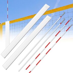 2 Pcs Volleyball Antenna Set with Sleeve Red and White Official Volleyball Poles Volleyball Court Lines for Outdoor Referee Equipment Indoor Collapsible Net Training in Kuwait