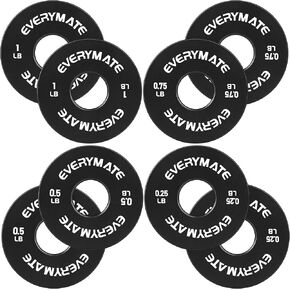 EVERYMATE Fractional Micro Weight Plates Set of 8 Weight Plate Pair of 0.25LB 0.5LB 0.75LB 1 LB for Olympic Barbells for Strength Training Micro Plates Weight Plate in Kuwait