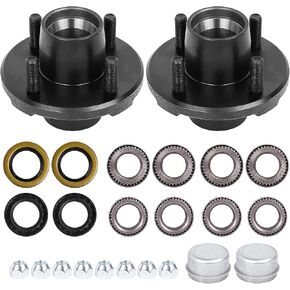2 Sets Trailer Hub Kit 4 Bolt 4 for 2000 lbs Trailer Axles 1" & 1-1/16" Straight Spindle, Trailer Idler Hub Kit with L44643 L44649 Bearing Kit in Kuwait