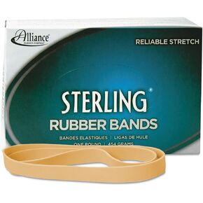 Alliance Rubber 25075 Sterling Rubber Bands Size #107, 1 lb Box Contains Approx. 50 Bands (7" x 5/8", Natural Crepe) , Beige in Kuwait
