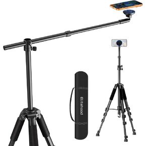Elitehood iPhone Tripod for Overhead Video Recording [Heavy Duty & Ultra-Stable], 25in Horizontal Long Extendable Boom, 360° Rotation iPhone Tripod Stand with Remote, Vertical 71" Tall Phone Tripod in Kuwait