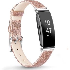 حزام جلدي لـ Fitbit Inspire 2 حزام نسائي ناعم ورفيع من الجلد بديل لـ Fitbit Inspire HR/Fitbit Inspire/Fitbit Ace 2 لتتبع اللياقة البدنية (أسود) in Kuwait