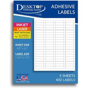 80up 1 3/4" x 1/2" Return Address Labels - 5 Sheets / 400 Labels in Kuwait