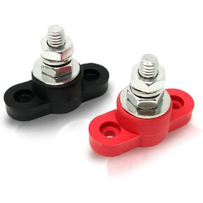 Battery Cable Junction Block with Stainless Steel Post - Red and Black Pair for Power and Ground - Made in The USA (5/16") in Kuwait