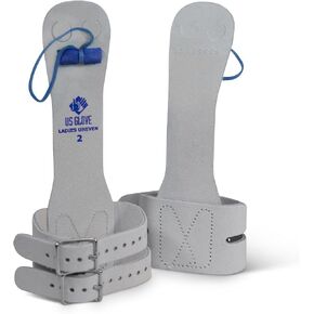 US Glove Women Hot Shot Uneven Bar Gymnastic Grips - مقابض قضبان الجمباز النسائية، صنع في الولايات المتحدة الأمريكية مقابض قضبان غير متساوية للجمباز للفتيات، مقابض معدات الجمباز الجلدية، خطاف وحلقة، مقاس 00 (5 3/8") in Kuwait