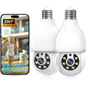 2K Light Bulb Security Camera 5G&2.4G WiFi Security Cameras Wireless Outdoor Indoor,360°Bulb Cameras for Home Security Outside Indoor,Motion Detection and Alarm,Two-Way Talk,Color Night Vision 2 Pack in Kuwait