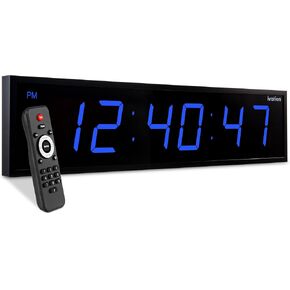 Ivation Huge Oversized 48" Large Digital LED Clock | Big Digital Clock w/Multi-Function Display – Stopwatch, Timer, Alarms, Temp & Date | 6 Brightness Levels, Time Memory & Remote (Red) in Kuwait