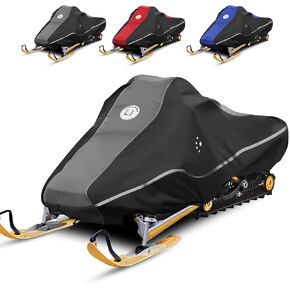 LIBZAKI Snowmobile Cover Waterproof Sled Ski Cover 600D Heavy Duty Oxford Fabric Freeze-Resistant Down to -40°F Compatible with Polaris,Ski-Doo,Arctic Cat,Yamaha,Lynx,Camso,CFMOTO 126"-145" Blue in Kuwait