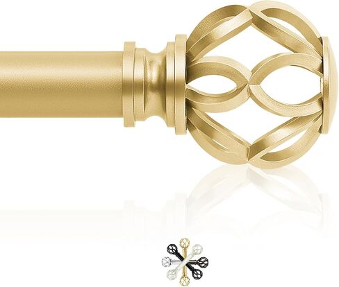Silver Curtain Rods for Windows 66 to 120 Inch,1 Inch Adjustable Long Curtain Rod,Heavy Duty Curtain Rods,Decorative Twist Cage Finials Curtain Rods,Single Window Curtain Rods Set 36-120",Silver in Kuwait