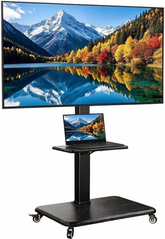 حامل تلفزيون Perlegear Rolling لأجهزة التلفاز الذكية LCD LED OLED 4K مقاس 23-60 بوصة يحمل ما يصل إلى 88 رطلاً، حامل تلفزيون متنقل مع ارتفاع قابل للتعديل، عربة تلفزيون قابلة للإمالة مع عجلات قفل بحد أقصى VESA 400x400 مم، PGTVMC16 in Kuwait