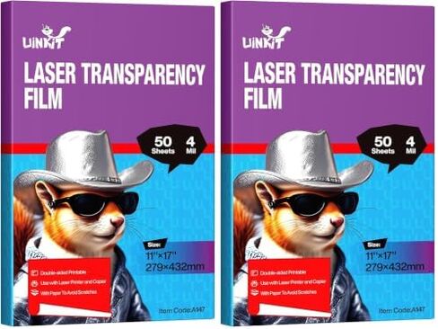 Uinkit 100 ورقة فيلم شفاف بالليزر 8.5 × 11 لون ورق شفاف OHP Clear Overhead Projector Film 8.5 × 11 بوصة لطابعة الليزر النفاثة ناسخة نسخ صور فيلم شفاف A4 حجم الرسالة in Kuwait