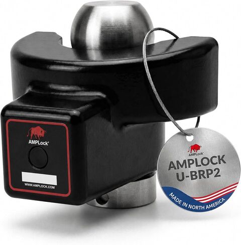 قفل مقرنة المقطورة/RV من AMPLOCK U-BRP2516 - قم بتأمين مقرنة الكرة مقاس 2 5/16 بوصة بشفة مستقيمة - براعة أمريكا الشمالية لحماية المقطورة القصوى مع نظام الدفع والقفل in Kuwait