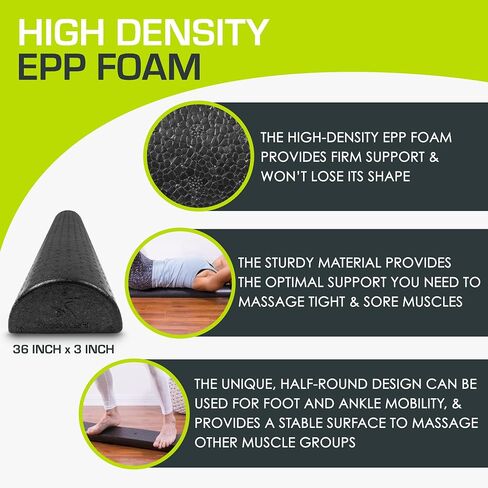 ProsourceFit High Density Half-Round Foam Rollers for Body Conditioning, Pilates, Yoga, Stretching, Balance & Core Exercises. in Kuwait