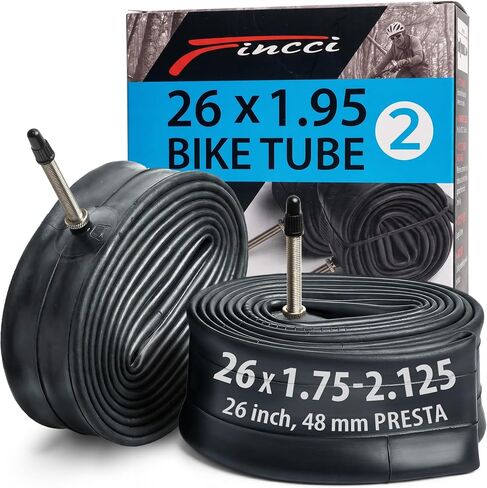 أنبوب داخلي للدراجة زوج من Fincci 26 × 1.75-2.125 بوصة 48 مم أنابيب داخلية لصمام بريستا للدراجات الجبلية MTB - الأحجام المتوافقة: 1.75/1.85 1.95/2.0/2.10/2.125 in Kuwait