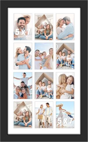 إطار صورة مقاس 14 × 14، وإطار صورة مجمعة مقاس 4 × 4، يعرض تسع صور مقاس 4 × 4 بوصة، أو 14 × 14 (بدون حصيرة) للعرض الأفقي المتوفر للتركيب على الحائط والرأسي، باللون الأسود. in Kuwait
