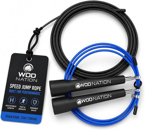 حبل القفز السريع القابل للتعديل من WOD Nation للرجال والنساء والأطفال - حبل القفز السريع للياقة البدنية مثالي للملاكمة والفنون القتالية المختلطة والقدرة على التحمل in Kuwait