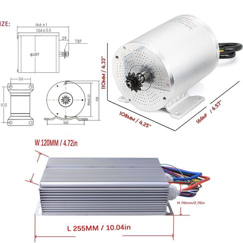 4400RPM 2500W 60V محرك سكوتر كهربائي بدون فرش DC Motor Kits محركات Gokart الكهربائية المتوسطة مع وحدة تحكم في السرعة 45A، خنق، دواسة القدم E-Scooter E-Bike Dirt Bike Motorcycle in Kuwait