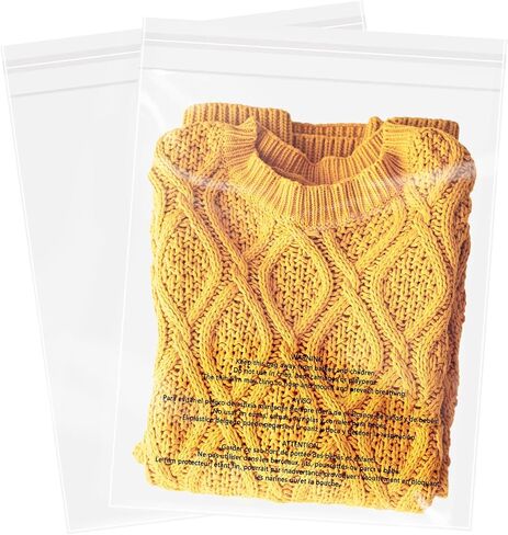 11" x 14" (500 Count) Self Seal Clear Poly Bags with Suffocation Warning for Packaging, Shipping, Clothing, Shirts & FBA - Resealable Adhesive in Kuwait