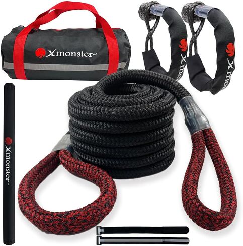 حبل تمديد اللجام الحركي من X MONSTER مقاس 7/8 بوصة × 10 بوصة (MBS 29,000 رطل) نقطتي استرداد، أسود in Kuwait