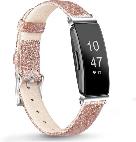 حزام جلدي لـ Fitbit Inspire 2 حزام نسائي ناعم ورفيع من الجلد بديل لـ Fitbit Inspire HR/Fitbit Inspire/Fitbit Ace 2 لتتبع اللياقة البدنية (أسود) in Kuwait