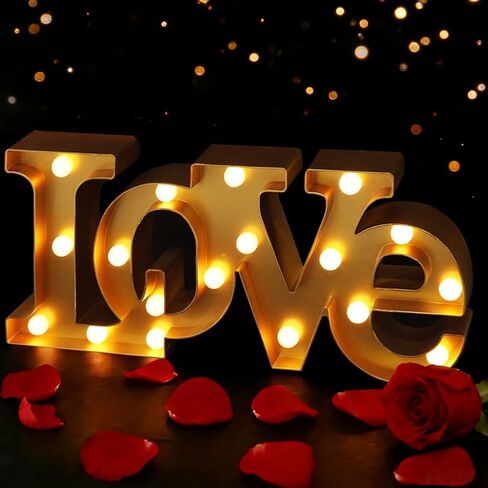 Bright Zeal 16" x 7" Large LOVE Bedroom Decor Lights LED Marquee Letters (WHITE) - LOVE Sign For Wall Table - Wedding Decorations Lights For Church Romantic Signs For Home Engagement Party Decorations in Kuwait
