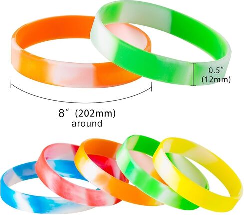 IDREAMBAND 12 pcs Color Pattern Rubber Bracelets Wristbands Blank Bracelets Silicone Wristbands for Men Women Teen, Suitable for Different Occasions, Silicone Wristbands for Kids, Teens, Adults in Kuwait
