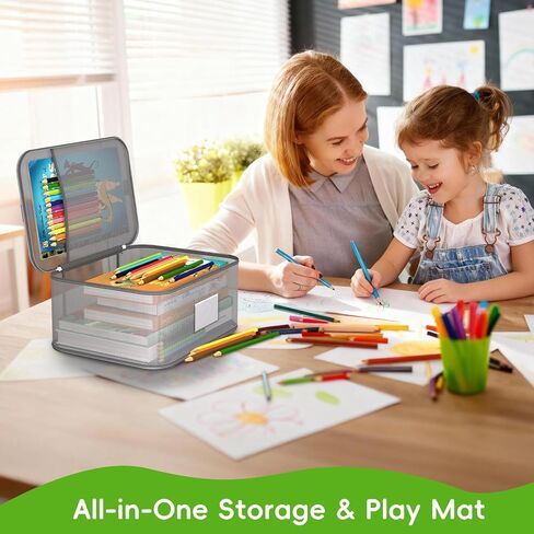 Toy Zippered Blocks Set Storage Bags for boy girls - 4PC Large PVC Storage Organizer Bags with Mesh Side Pockets for Puzzle, Clay, Book, Small Models and Mini Plush Toys. L: 9"x3"x11.8" (Grey) in Kuwait