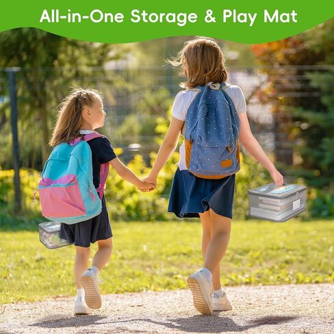 Toy Zippered Blocks Set Storage Bags for boy girls - 4PC Large PVC Storage Organizer Bags with Mesh Side Pockets for Puzzle, Clay, Book, Small Models and Mini Plush Toys. L: 9"x3"x11.8" (Grey) in Kuwait