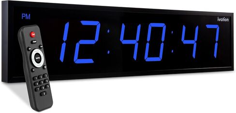 Ivation Huge Oversized 48" Large Digital LED Clock | Big Digital Clock w/Multi-Function Display – Stopwatch, Timer, Alarms, Temp & Date | 6 Brightness Levels, Time Memory & Remote (Red) in Kuwait