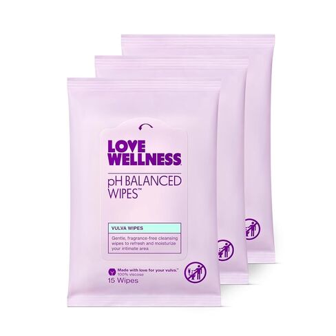 Love Wellness pH Balancing Wipes for Women | Feminine Hygiene for Cleansing with Aloe Vera | Fragrance-Free Intimate Health | Moisturizing, Soothing & Calming for Sensitive Skin | Travel Size | 3-Pack in Kuwait