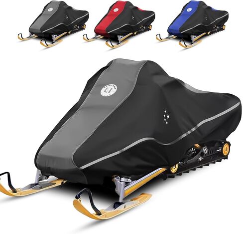 LIBZAKI Snowmobile Cover Waterproof Sled Ski Cover 600D Heavy Duty Oxford Fabric Freeze-Resistant Down to -40°F Compatible with Polaris,Ski-Doo,Arctic Cat,Yamaha,Lynx,Camso,CFMOTO 126"-145" Blue in Kuwait