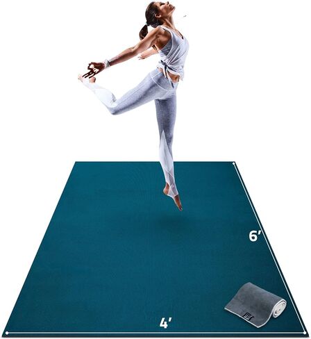 Gorilla Mats Premium Large Yoga Mat – 6' x 4' x 8mm Extra Thick & Ultra Comfortable, Non-Toxic, Non-Slip Barefoot Exercise Mat – Works Great on Any Floor for Stretching, Cardio or Home Workouts in Kuwait
