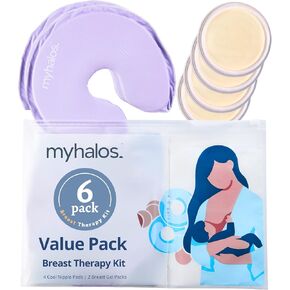 Breast Therapy Pack -2 Hot Cold Breast Therapy Packs & 4 Hydrogel Nipple Pads for Breastfeeding - Breast Heating Pad Breastfeeding Relief - Breast Ice Packs for Engorgement & Nipple Gel Soothing Pads in Kuwait