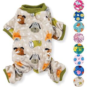 Dog Pajamas Soft Warm Fleece Jumpsuit Cute Pet Clothes for Small and Medium Pet XXS - L (Beige Dogs, XS: Length - 10", Chest 12" - 16") in Kuwait