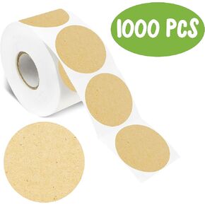 1000 Natural Brown Kraft Stickers, Round Blank Tag Labels with Permanent Adhesive Kraft Dot Stickers with Perforation Line for Crafts, Organizing, Personal and Business Use (1.5" in Diameter) in Kuwait