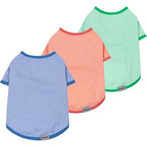 Fitwarm 3 Pack Color Block Striped Dog Shirt, Summer Dog Clothes for Small Dogs, Breathable Lightweight Pet Tshirt with Sleeves, Cat Outfit, Oliver Green, Grey, Black, XS in Kuwait