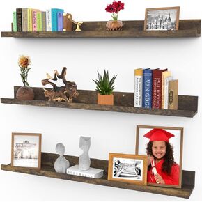 Icona Bay 24 Inch Floating Shelves for Wall - Set of 3 in Powder White - Modern Rustic Style - Wall Mounted Display Shelves - Picture Ledges in Kuwait