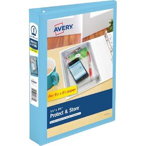 حافظة Avery Mini Protect and Store View 3 حلقات، حلقات دائرية مقاس 2.54 سم، 1 حافظة زرقاء فاتحة (23014) in Kuwait