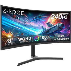 شاشة ألعاب Z-Edge منحنية مقاس 27 بوصة 16:9 1920x1080 240 هرتز 1 مللي ثانية شاشة ألعاب LED بدون إطار، UG27P AMD Freesync Premium Display Port HDMI مكبرات صوت مدمجة in Kuwait
