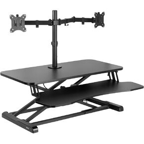 VIVO Height Adjustable 36 inch Standing Desk Converter with Dual 13 to 30 inch Monitor Stand, Sit Stand Monitor Mount and Desk Riser, Black, DESK-V036K-M2 in Kuwait