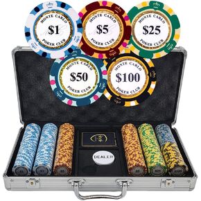 MRC 300pcs Monte Carlo Poker Club Poker Chips Set with Aluminum Case Custom Build in Kuwait