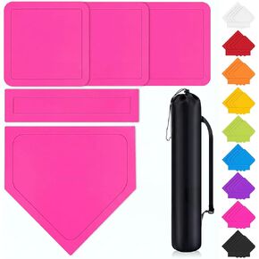 Hiboom 5 Pcs Baseball & Softball Base Set with Portable Carrying Bag 3 Throw Down Bases 1 Homeplate 1 Pitching Rubber for Kickball Softball Backyard Playground Practice Kids Adults in Kuwait