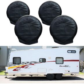 Tire Covers for RV Wheel Set of 4 Motorhome Wheel White Covers Waterproof Soft Vinyl Tire Protectors Tire Covers Fits 40" to 42" Tire Diameters in Kuwait
