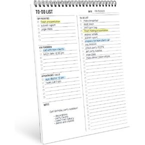 To Do List Notepad 8.5x11" - Has Multiple Functional Sections - Large Size, 52 Sheets - Spiral Daily Planner Notebook - Task Checklist Organizer Agenda Pad for Work, Note and Todo Organization in Kuwait