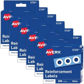 منتجات AVERY - معززات الفتحات، قطر 1/4 بوصة، أبيض، 200/عبوة - تباع كحزمة واحدة - تعمل على إصلاح وتقوية الثقوب المحفورة - لن تتمزق أو تتمزق - تأتي في عبوة موزع مريحة - Autoades in Kuwait